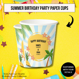 Vasos de papel para celebración de doble cumpleaño