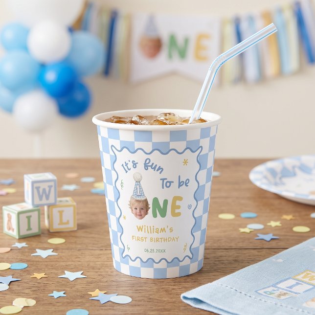 Vasos de papel para cumpleaños 1 de niño Divertido (Subido por el creador)