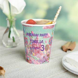 Vasos de papel para cumpleaños 3 de Pastel Candyla