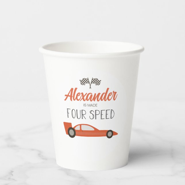 Vasos de papel para cumpleaños 4 de Coche de Carre (Anverso)