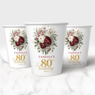 Vasos de Papel para Cumpleaños 80 Opulentos Floral
