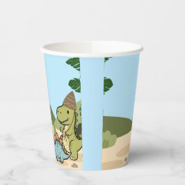 Vasos de papel para cumpleaños de dinosaurio lindo