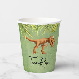 Vasos de papel para cumpleaños de dinosaurio tropi