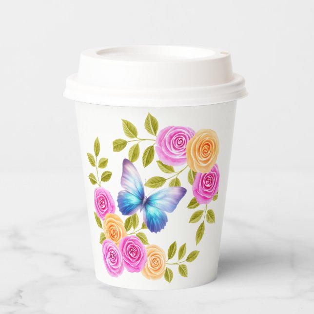 Vasos de papel para cumpleaños de mariposas gemela (Anverso)