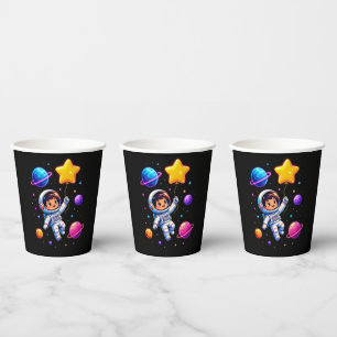 Vasos de papel para cumpleaños de niños astronauta