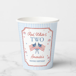 Vasos de papel para cumpleaños del 4 de julio Red