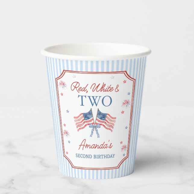 Vasos de papel para cumpleaños del 4 de julio Red  (Anverso)