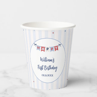 Vasos de papel para cumpleaños patrióticos Rojo Bl