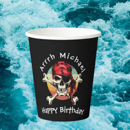Vasos de papel para cumpleaños pirata
