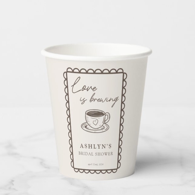 Vasos de Papel para Desayuno de Boda con Tema de C (Anverso)