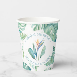 Vasos de Papel para Desayuno de Novia Flor Tropica