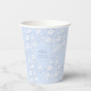 Vasos de papel para despedida de soltera con flore