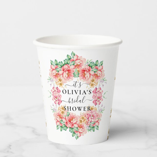 Vasos de papel para despedida de soltera con flore (Anverso)
