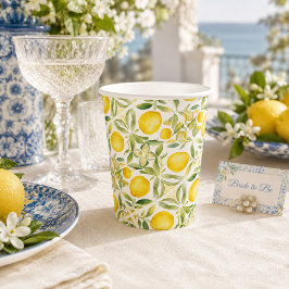 Vasos de papel para despedida de soltera con limón