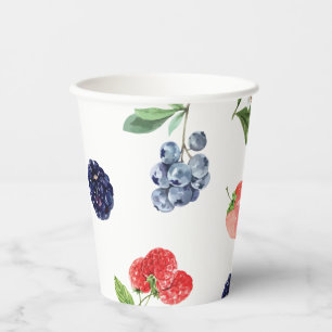 Vasos de papel para ducha de fresa y arándano