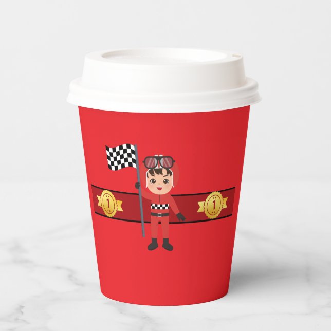 Vasos de papel para el 1er cumpleaños de coche de  (Anverso)