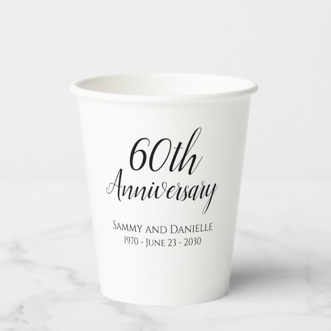 Vasos de papel para fiesta de aniversario número 6 (Anverso)