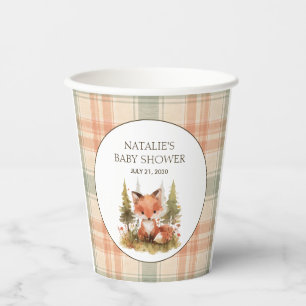 Vasos de papel para fiesta de baby shower de Plaid