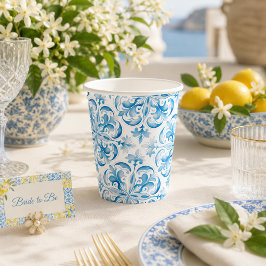 Vasos de papel para fiesta de compromiso con baldo