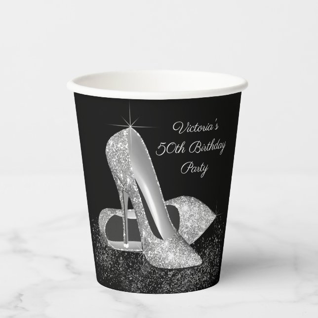 Vasos de papel para fiesta de cumpleaños con zapat (Anverso)