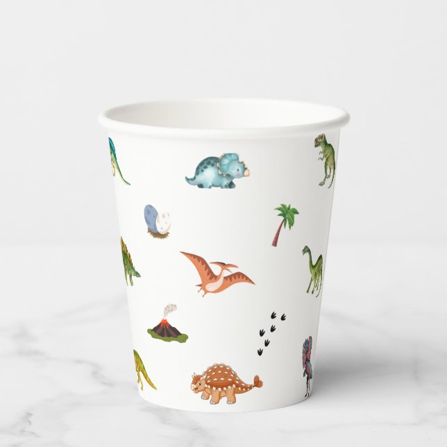 Vasos de papel para fiesta de cumpleaños de dinosa (Reverso )