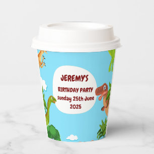 Vasos de papel para fiesta de cumpleaños de dinosa
