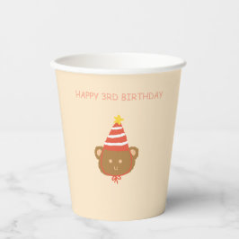 Vasos de papel para fiesta de cumpleaños de osito 