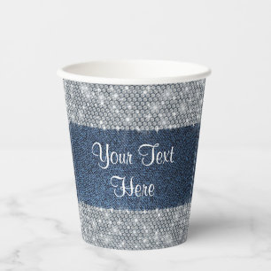 Vasos de papel para fiesta de diamante de mezclill