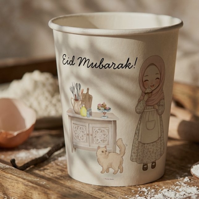 Vasos de papel para fiesta de Eid Mubarak musulman (Subido por el creador)