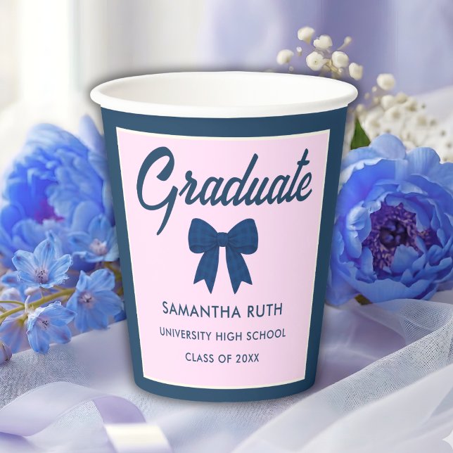 Vasos de papel para fiesta de graduación con lazo  (Subido por el creador)