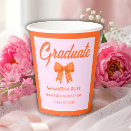 Vasos de papel para fiesta de graduación con lazo 