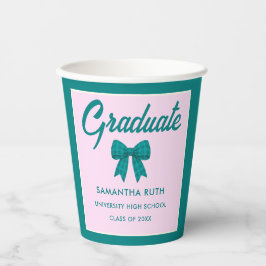Vasos de papel para fiesta de graduación con lazo 