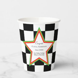 Vasos de papel para fiesta de graduación con texto