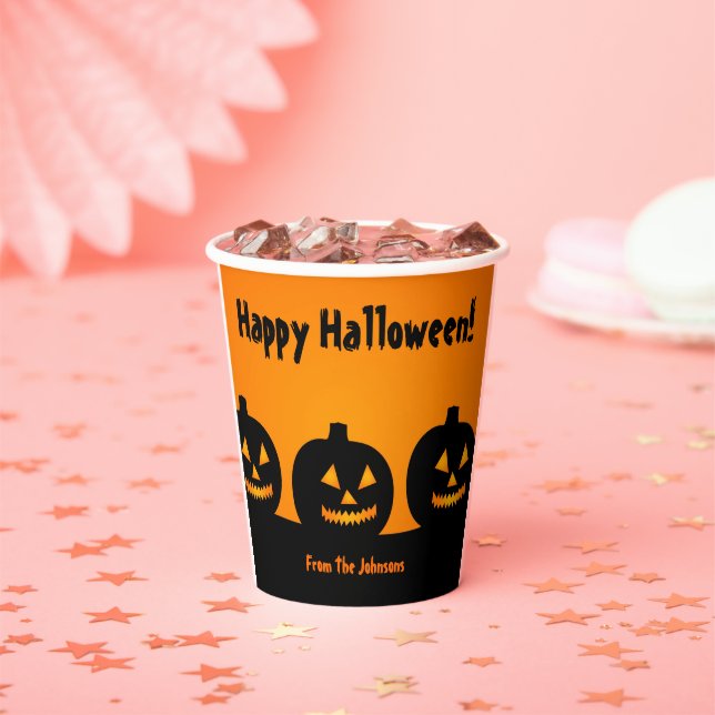 Vasos de papel para fiesta de Halloween de tres ca (in situ)