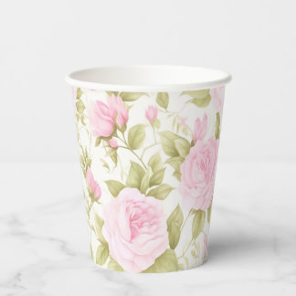 Vasos de papel para fiesta de jardín Rosa Rosa y S