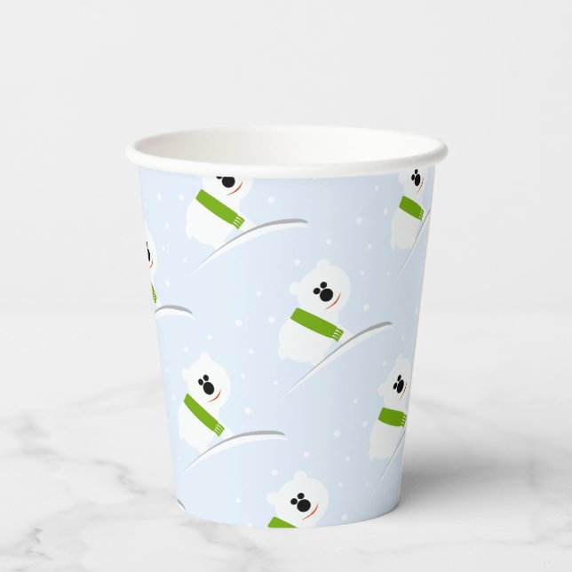 Vasos de papel para fiesta de Navidad de osito pol (Reverso )