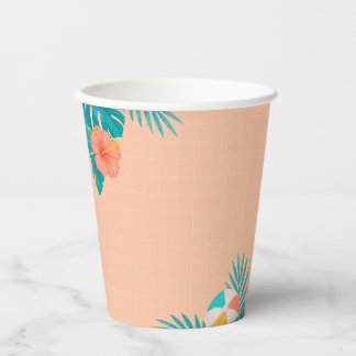 Vasos de papel para fiesta de piscina de verano mo