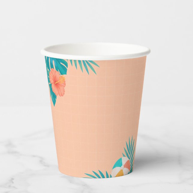 Vasos de papel para fiesta de piscina de verano mo (Anverso)