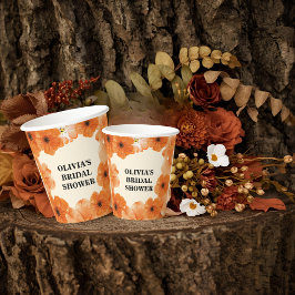 Vasos de papel para fiesta de regalos de novia flo
