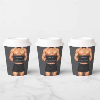 Vasos de papel para fiesta de soltera con mayordom