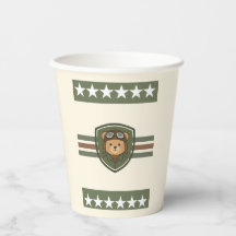 Vasos de papel para fiesta militar del oso aviador