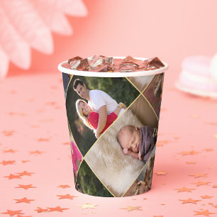 Vasos de papel para fiestas con collage de fotos p