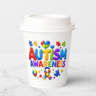 Vasos de papel para la Conciencia del Autismo