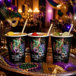 Vasos de papel para máscara de Mardi Gras