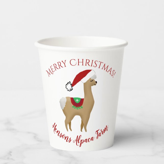 Vasos de papel para Navidad de Alpaca (Anverso)