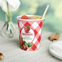 Vasos de papel para picnic a cuadros rojos de fres