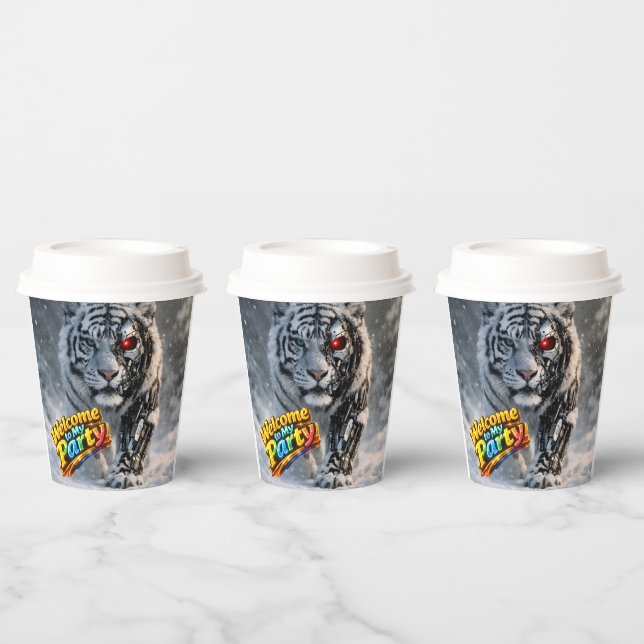 Vasos De Papel Para tazas de cumpleaños con tapa con tema de tecn (Multi)