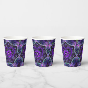 Vasos De Papel Paraguas morados y corazones .7