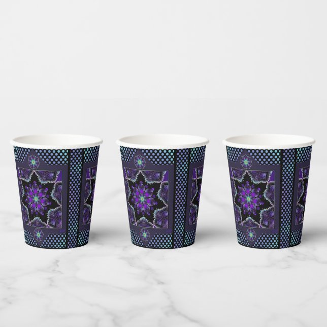 Vasos De Papel Paraguas morados y corazones .7 (Multi)