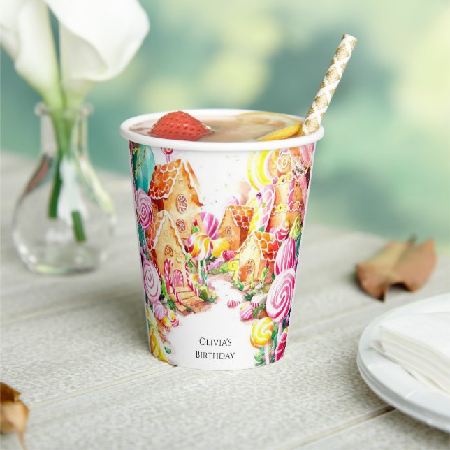 Vasos De Papel Paraíso caprichoso Candyland Cumpleaños (in situ)